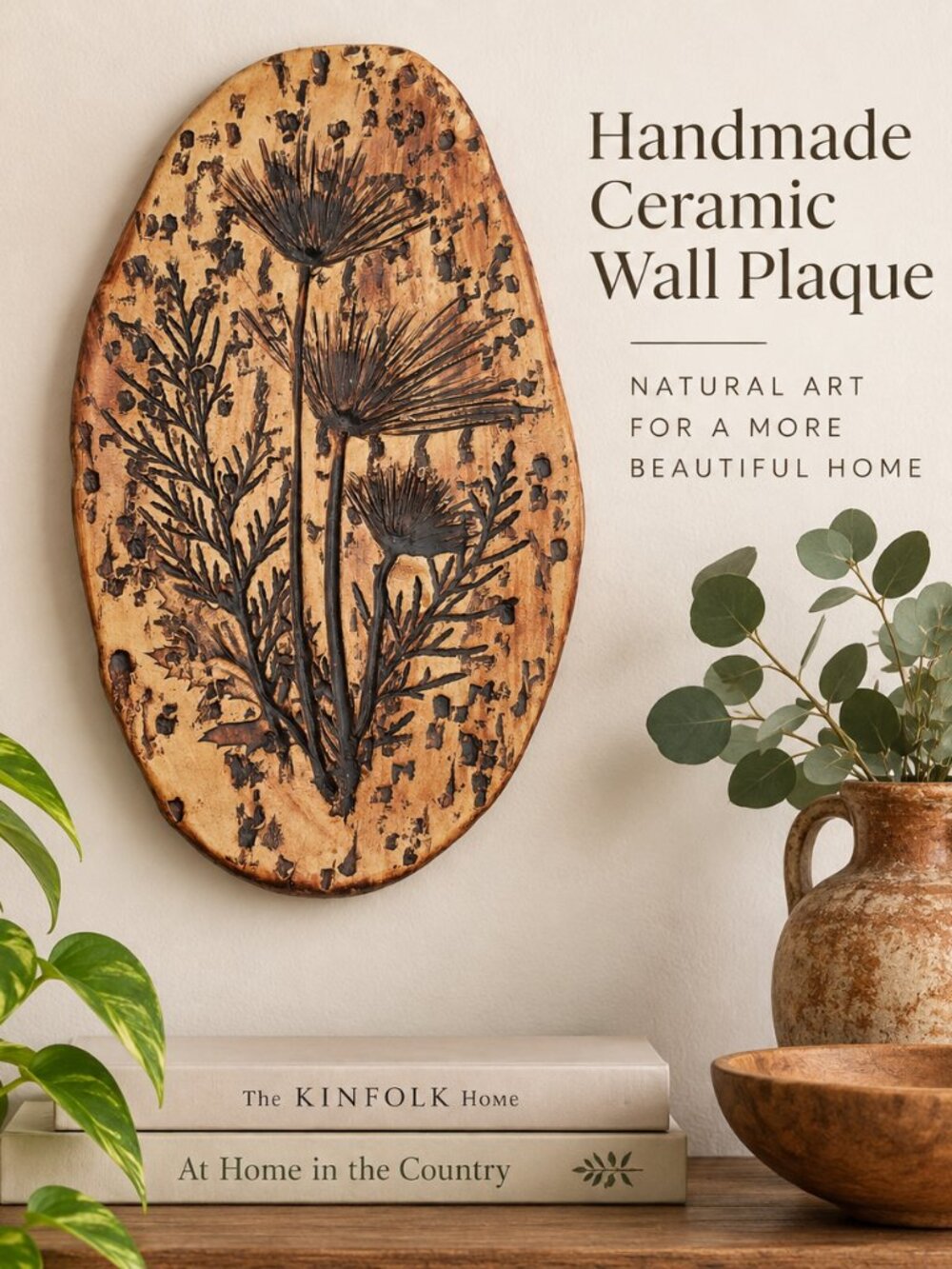 Handmade Natural Art Decor Botanical Wall Plaque